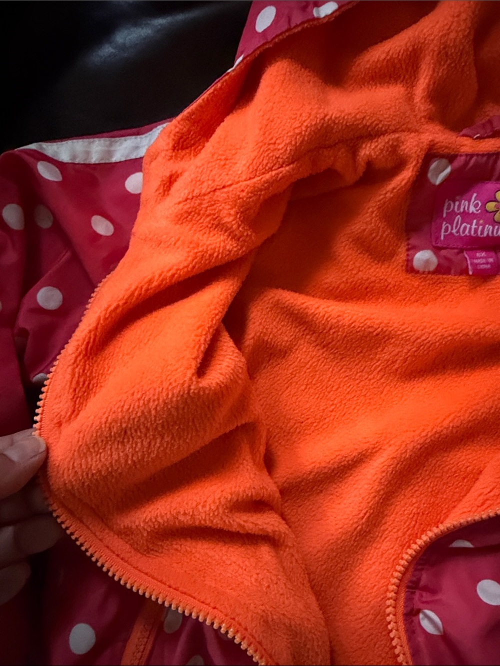 Pink Platinum Polkadot Lined Jacket Pink, White and Orange - Picture 5 of 6